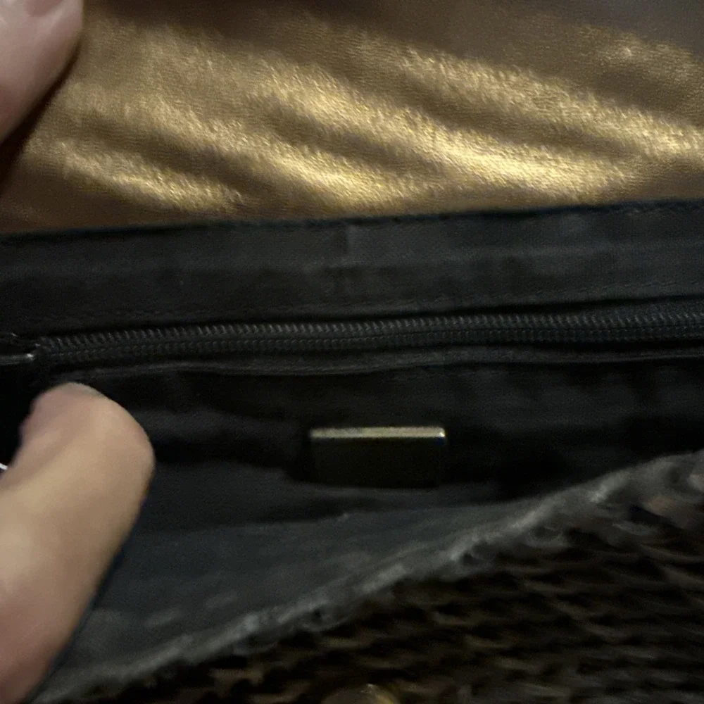 Vintage CEM Metallic Purse Woven Leather Crossbody Bag Gold Silver Bronze Brazil
